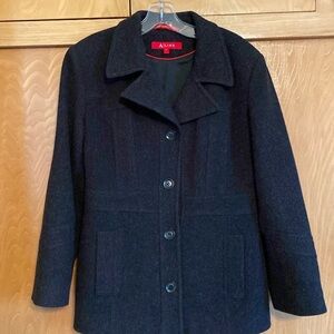 A-Line contemporary timeless wool pea coat lined black womens medium